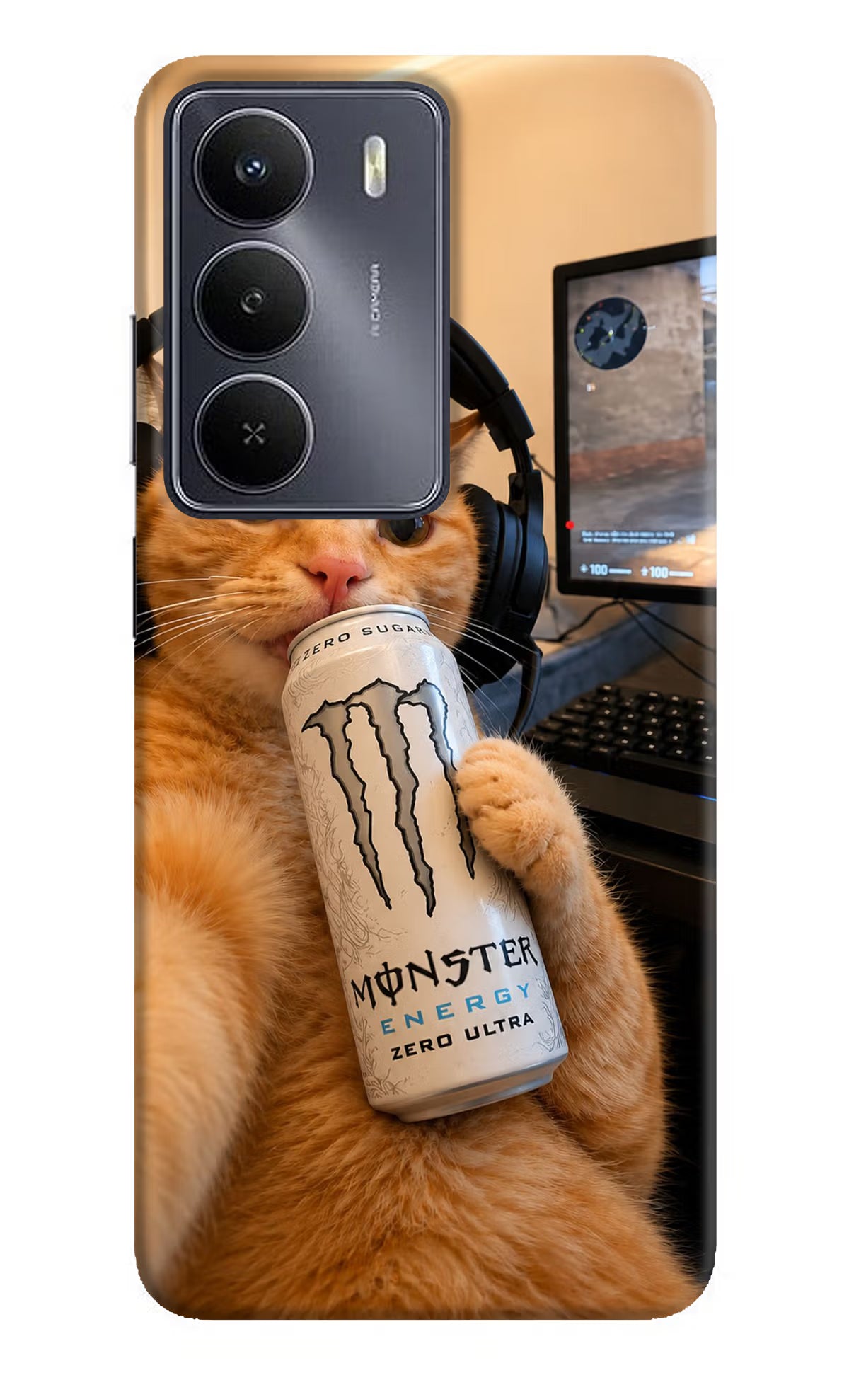 Gamer Cat Energy Realme Narzo 80 Lite 5G Back Cover