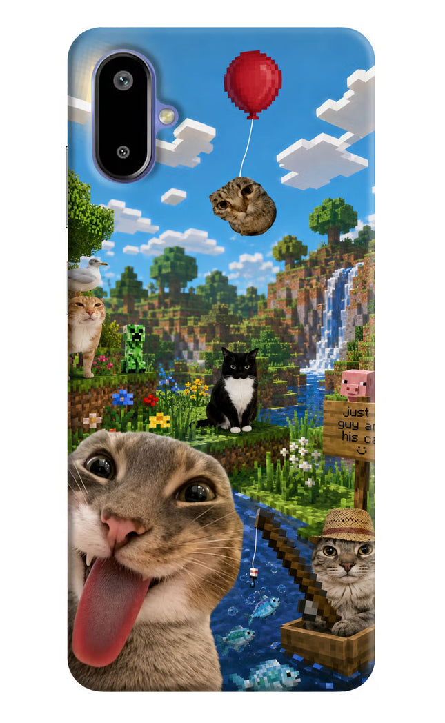 Minecraft Cat Chaos Samsung F06 5G Hard Case Back Cover by Casekaro