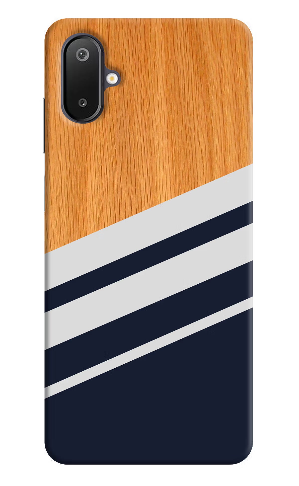 Blue and white wooden Samsung M06 5G Back Cover