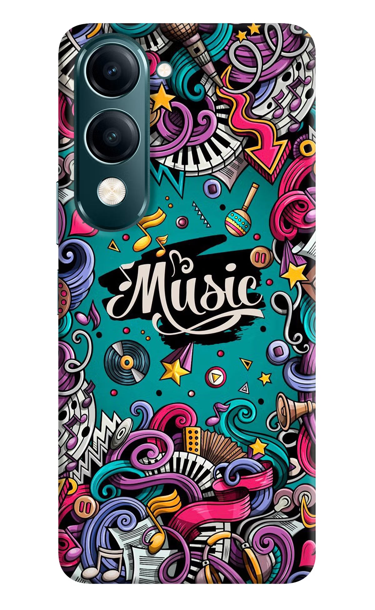 Music Graffiti Vivo Y19s 5G Hard Case Back Cover by Casekaro