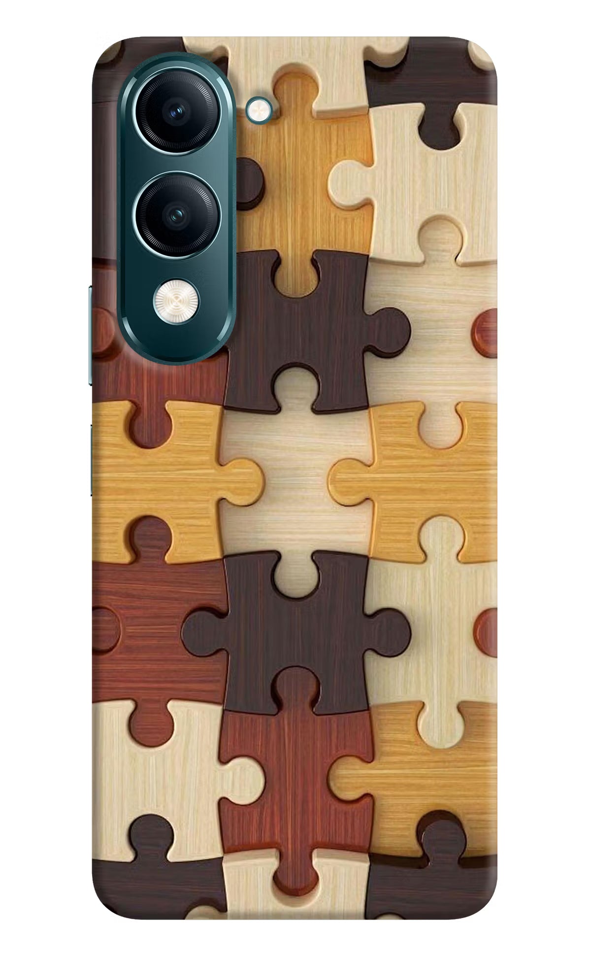 Wooden Puzzle Vivo Y19s 5G Hard Case Back Cover by Casekaro
