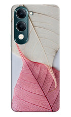 White Pink Leaf Vivo Y19s 5G Hard Case Back Cover by Casekaro