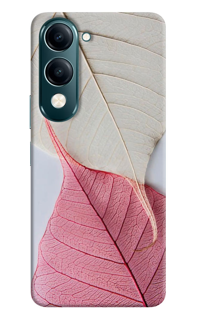 White Pink Leaf Vivo Y19s 5G Hard Case Back Cover by Casekaro