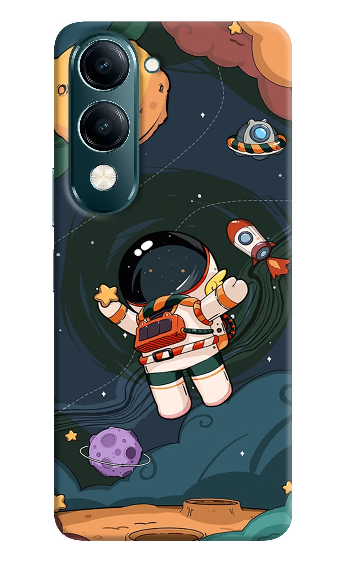 Cartoon Astronaut Vivo Y19s 5G Hard Case Back Cover by Casekaro