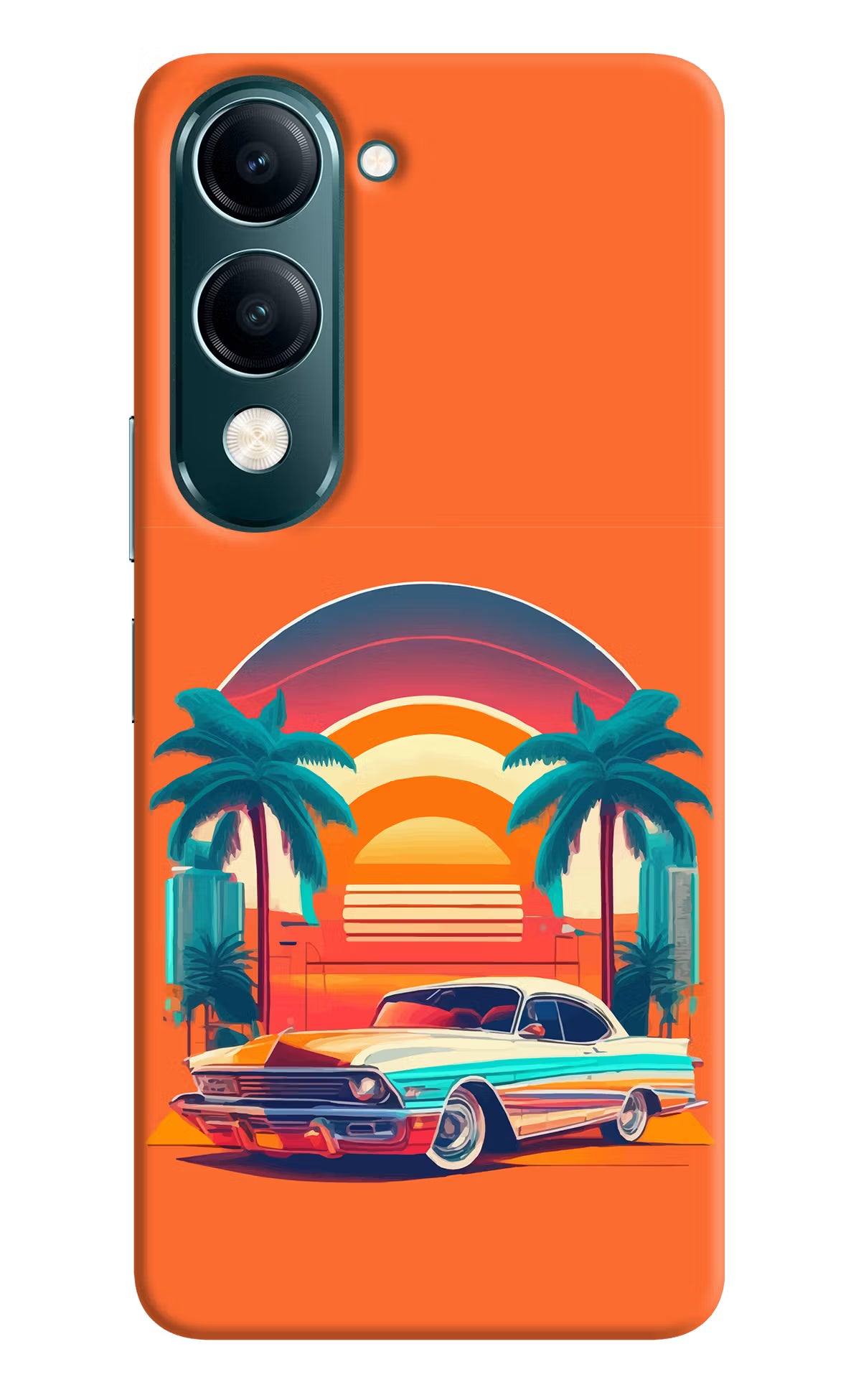 Palm Drive 80s Vivo Y19s 5G Hard Case Back Cover by Casekaro