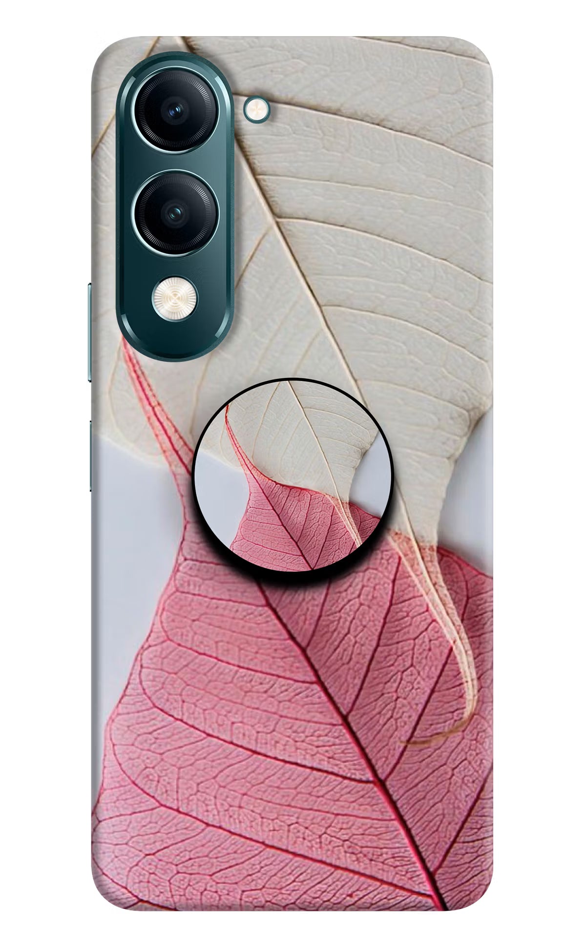 White Pink Leaf Vivo Y19s 5G Pop Case