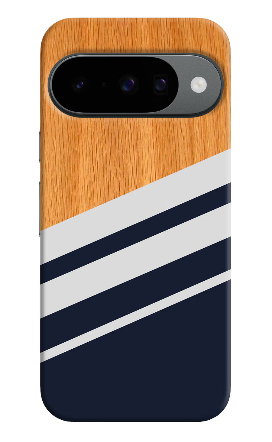Blue and white wooden Google Pixel 10 Back Cover, Hard case