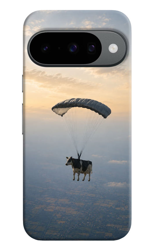 Skydiving Cow Google Pixel 10 Hard Case Back Cover by Casekaro