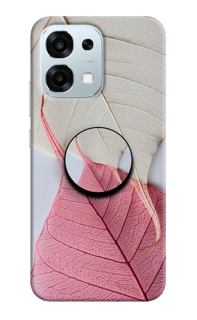 White Pink Leaf Oppo F31 5G Pop Case by Casekaro