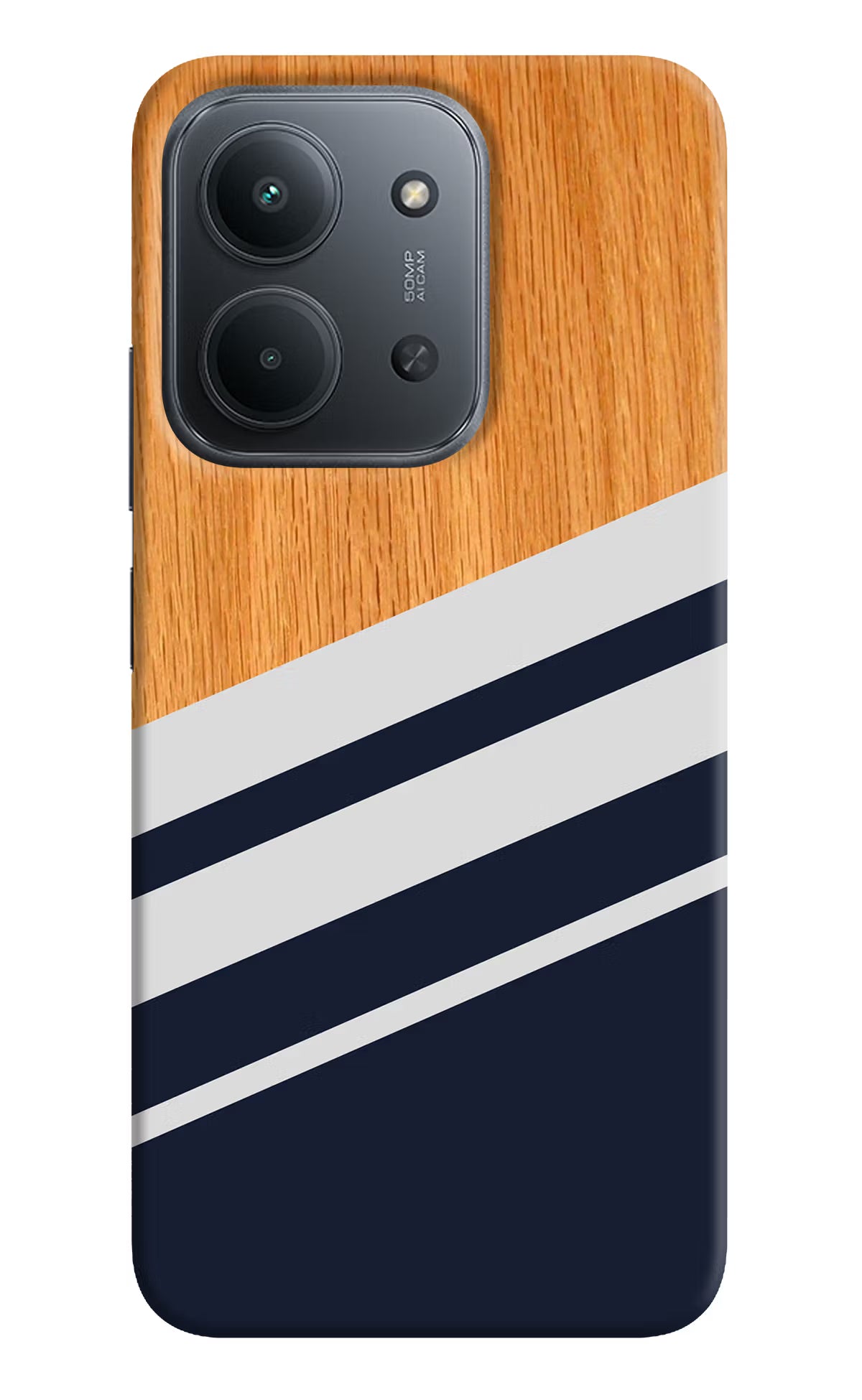 Blue and white wooden Redmi 15C 5G Back Cover