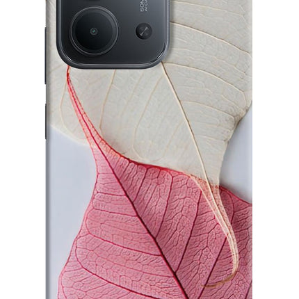 White Pink Leaf Redmi 15C 5G Back Cover