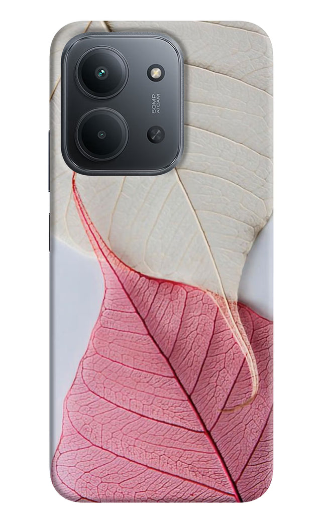 White Pink Leaf Redmi 15C 5G Back Cover
