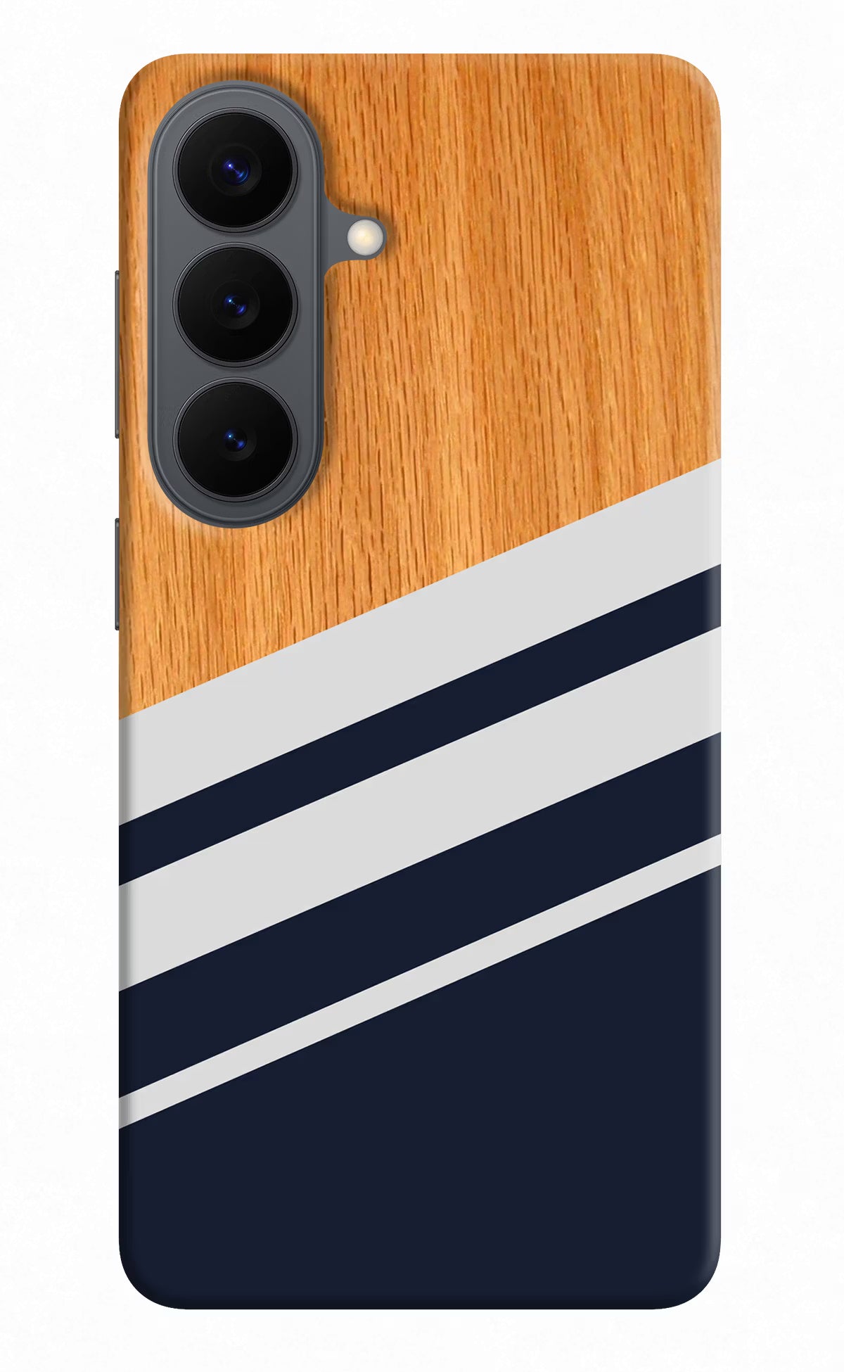 Blue and white wooden Samsung S26 Back Cover