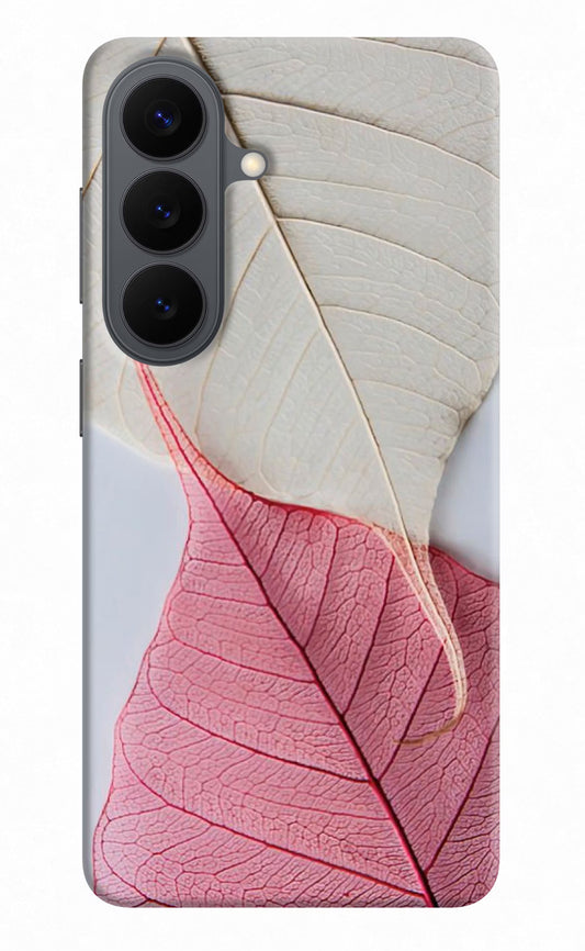 White Pink Leaf Samsung S26 Back Cover