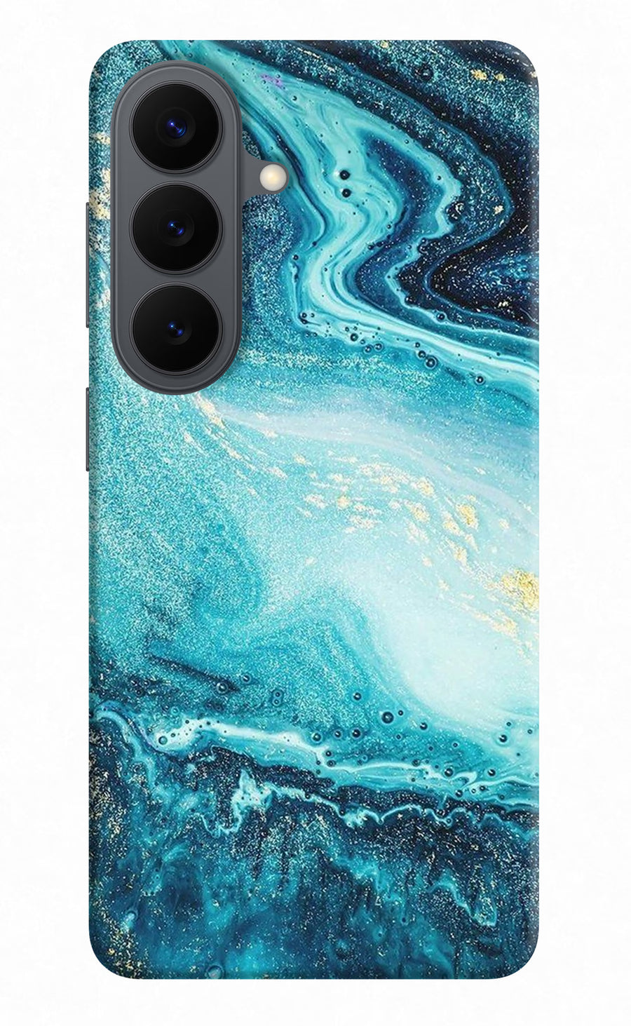 Blue Glitter Marble Samsung S26 Back Cover, Hard case