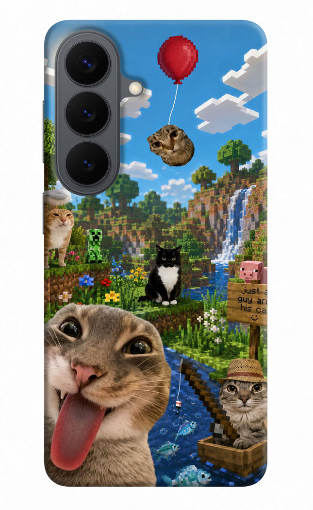 Minecraft Cat Chaos Samsung S26 Hard Case Back Cover by Casekaro