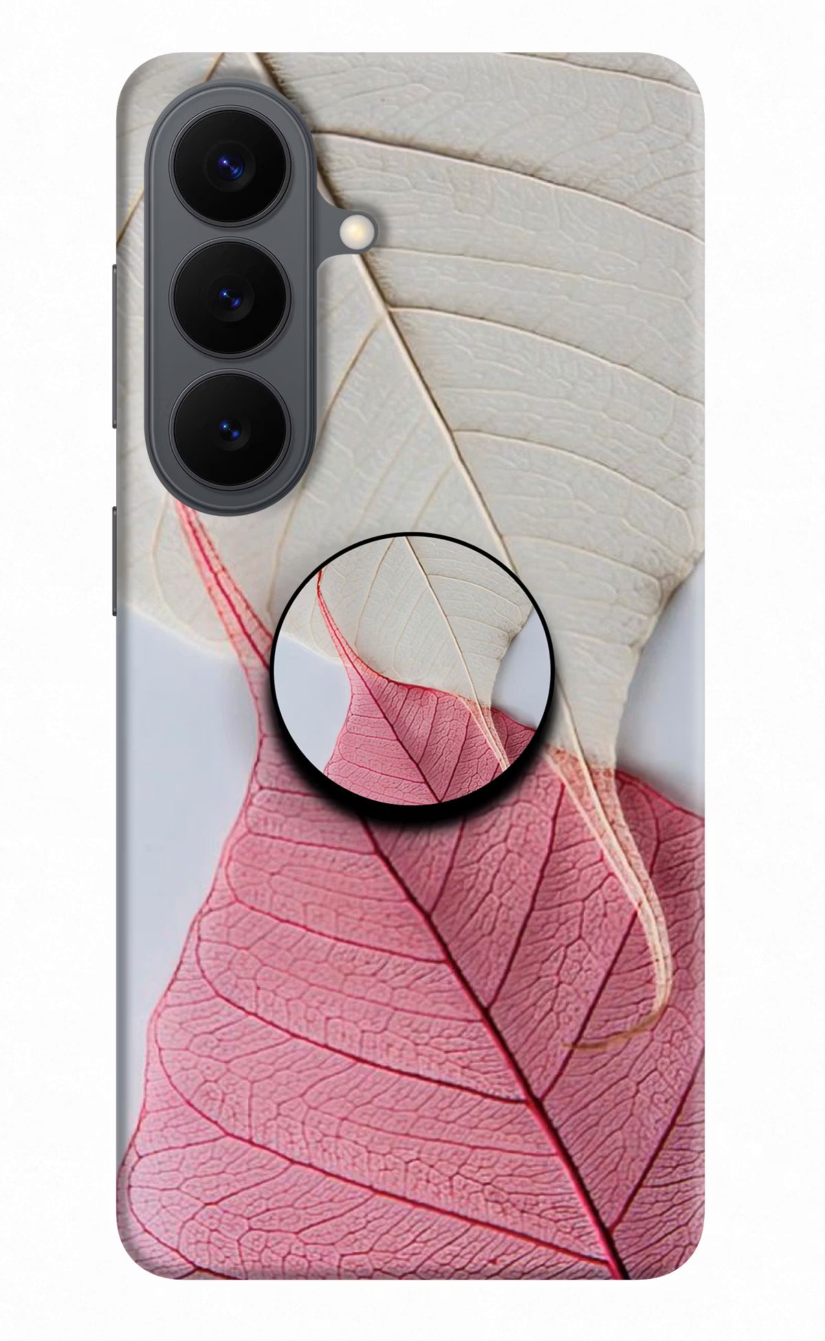 White Pink Leaf Samsung S26 Pop Case