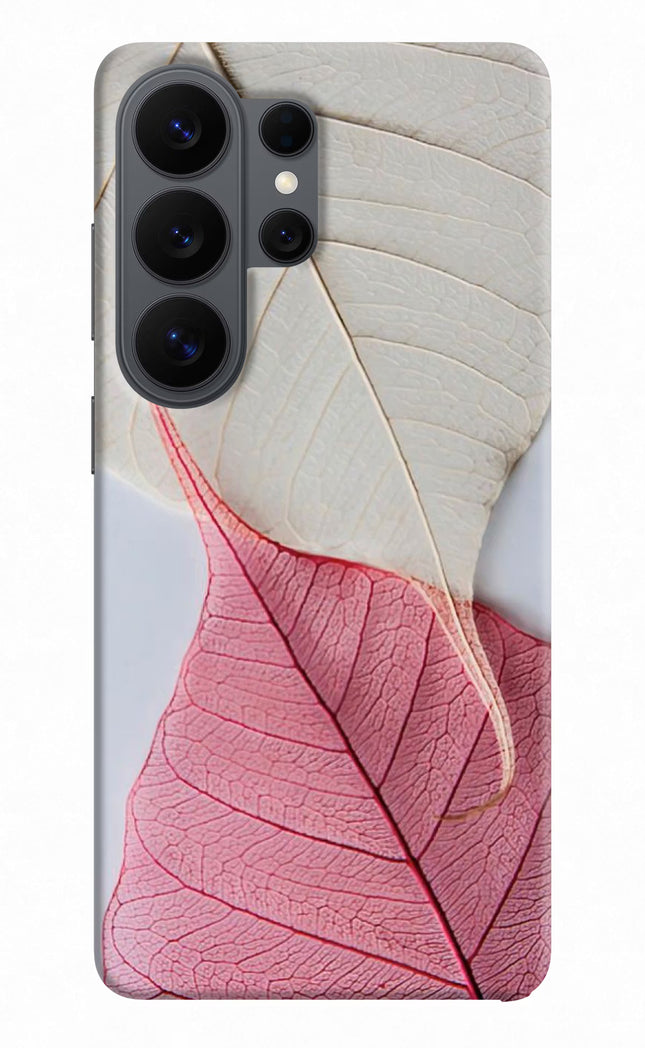 White Pink Leaf Samsung S26 Ultra Back Cover