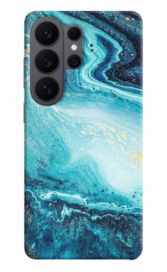 Blue Glitter Marble Samsung S26 Ultra Back Cover