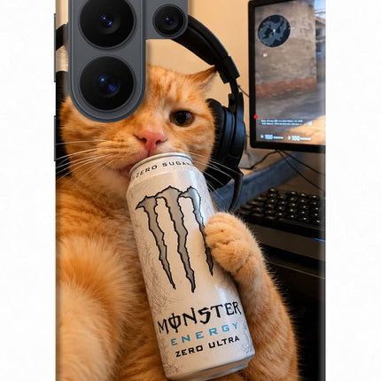 Gamer Cat Energy Samsung S26 Ultra Hard Case Back Cover by Casekaro