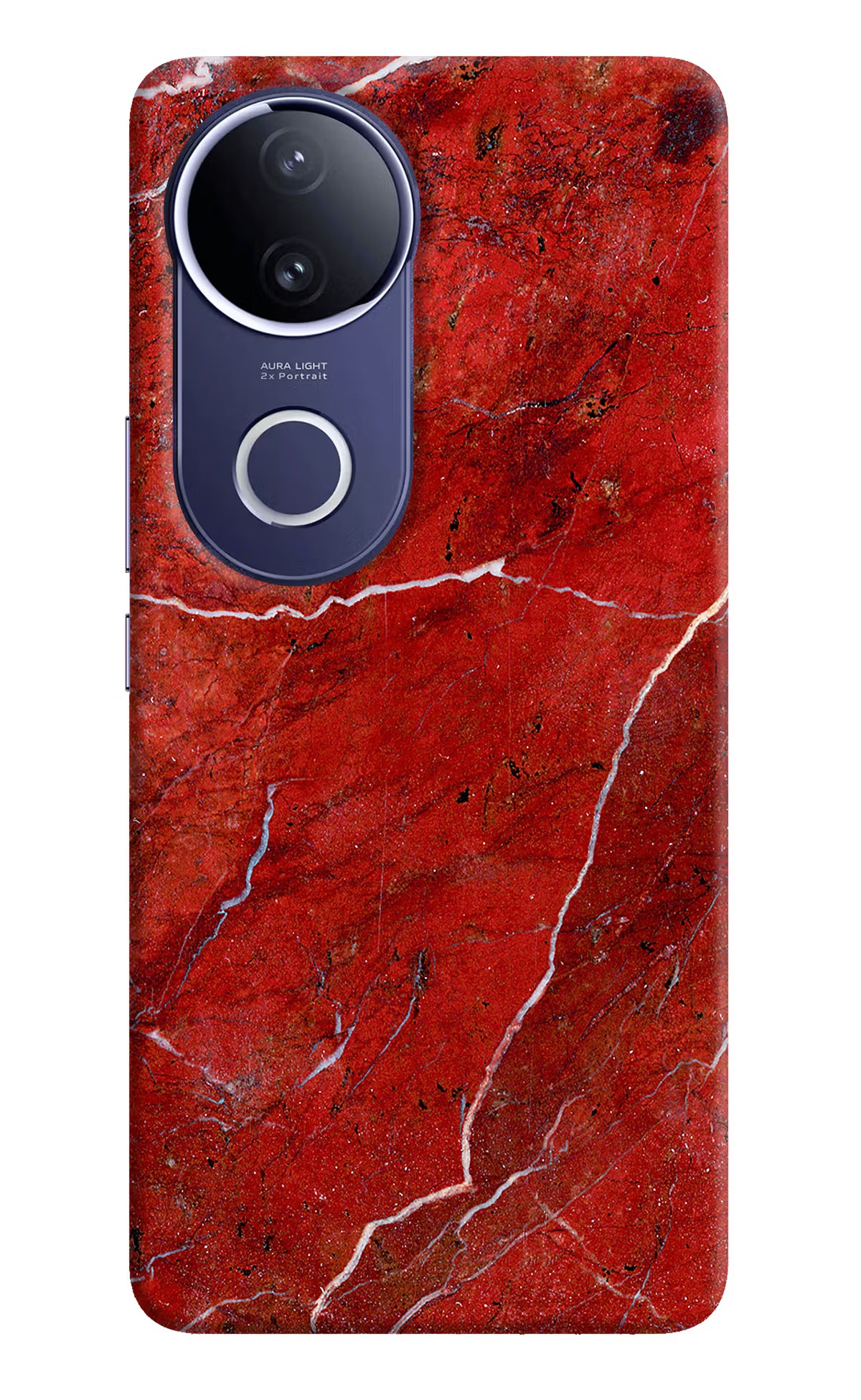 Red Marble Design Vivo V50e 5G Hard Case Back Cover by Casekaro