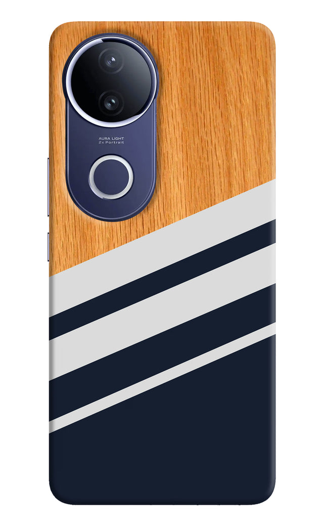 Blue and white wooden Vivo V50e 5G Hard Case Back Cover by Casekaro