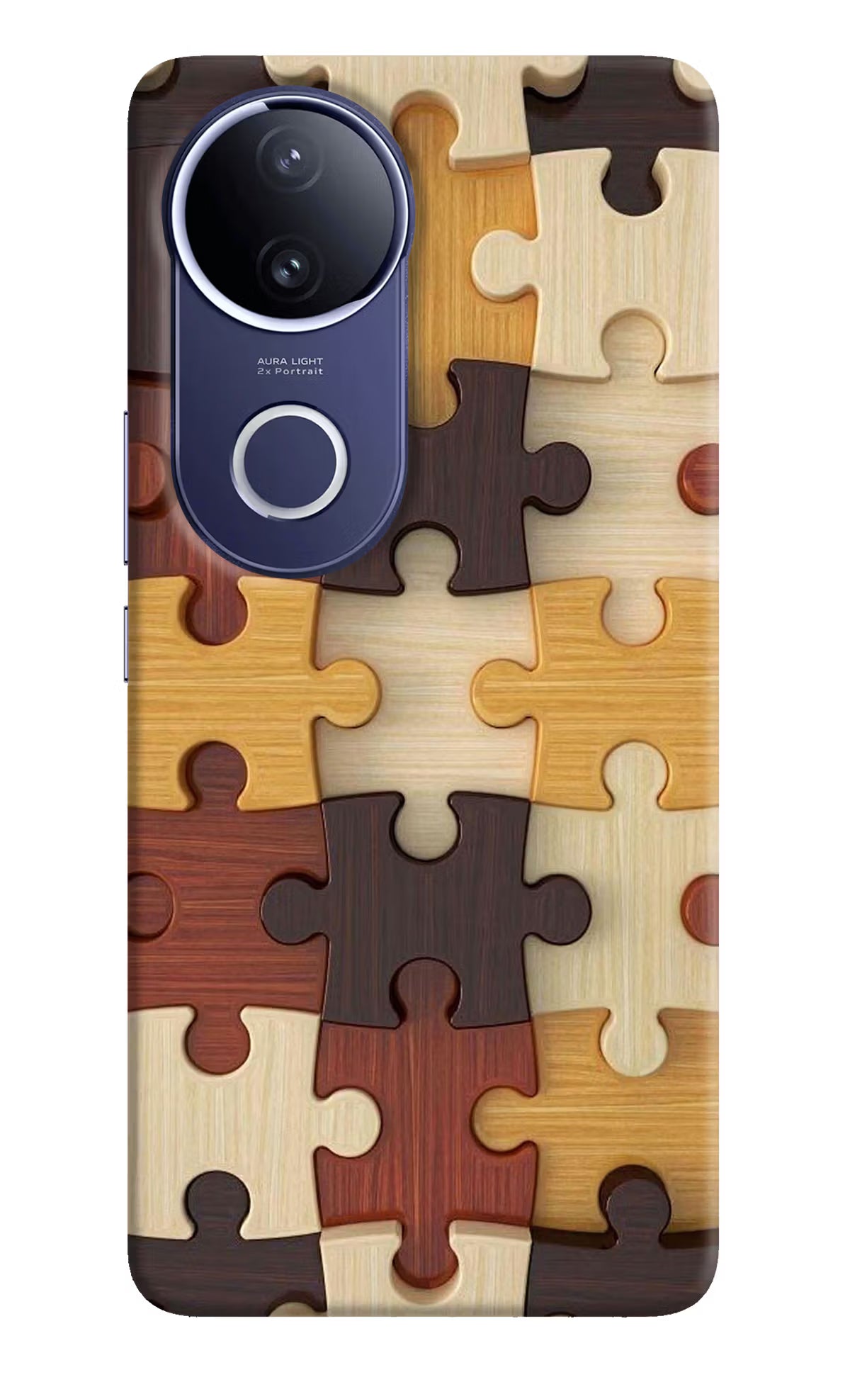 Wooden Puzzle Vivo V50e 5G Hard Case Back Cover by Casekaro