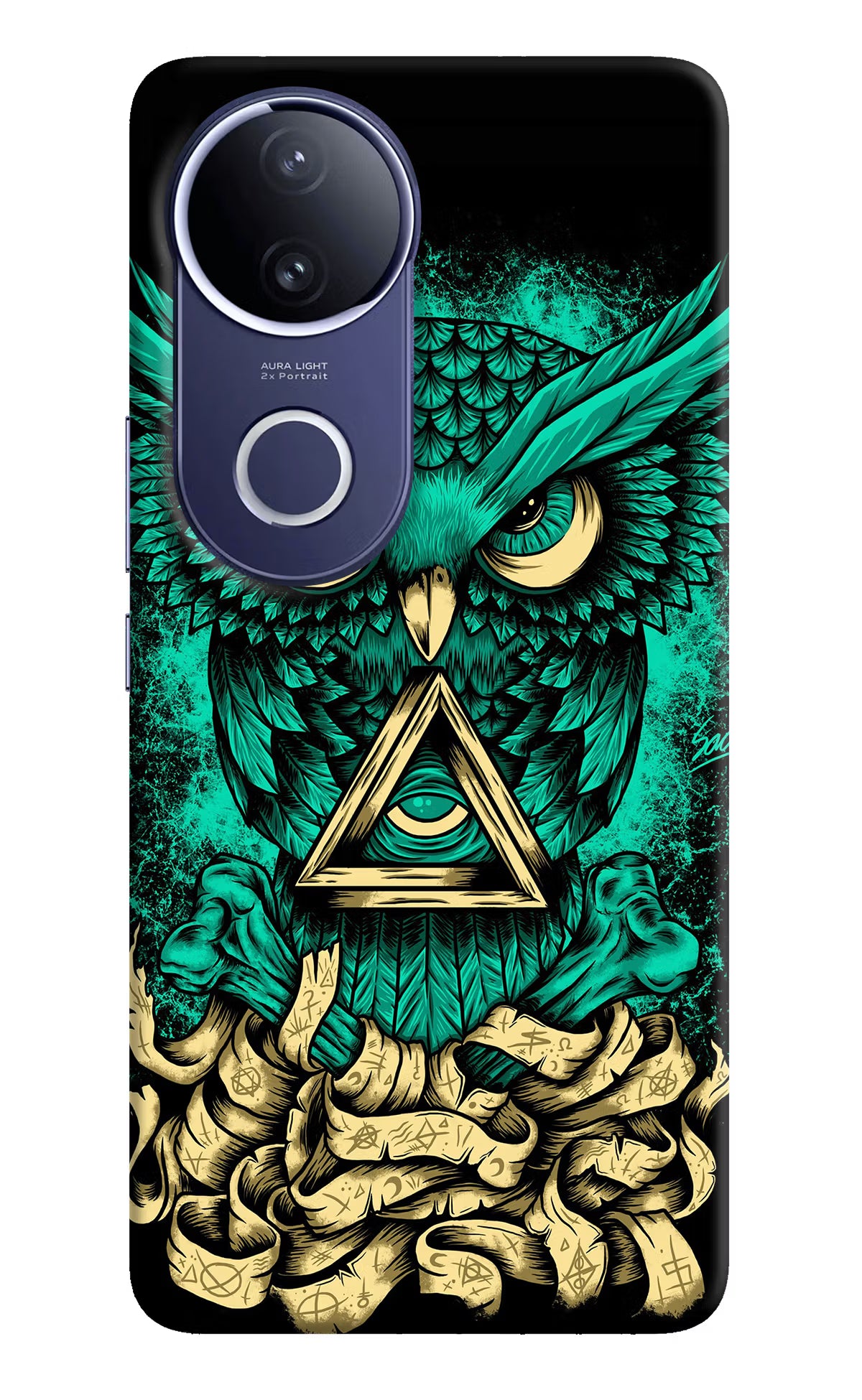 Green Owl Vivo V50e 5G Hard Case Back Cover by Casekaro