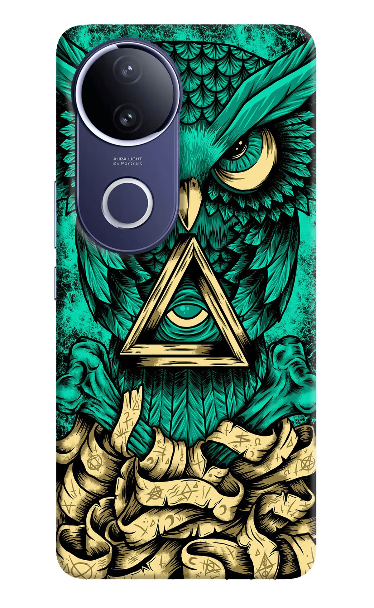 Green Owl Vivo V50e 5G Hard Case Back Cover by Casekaro