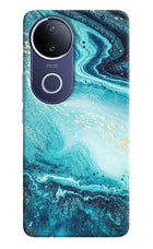 Blue Glitter Marble Vivo V50e 5G Hard Case Back Cover by Casekaro