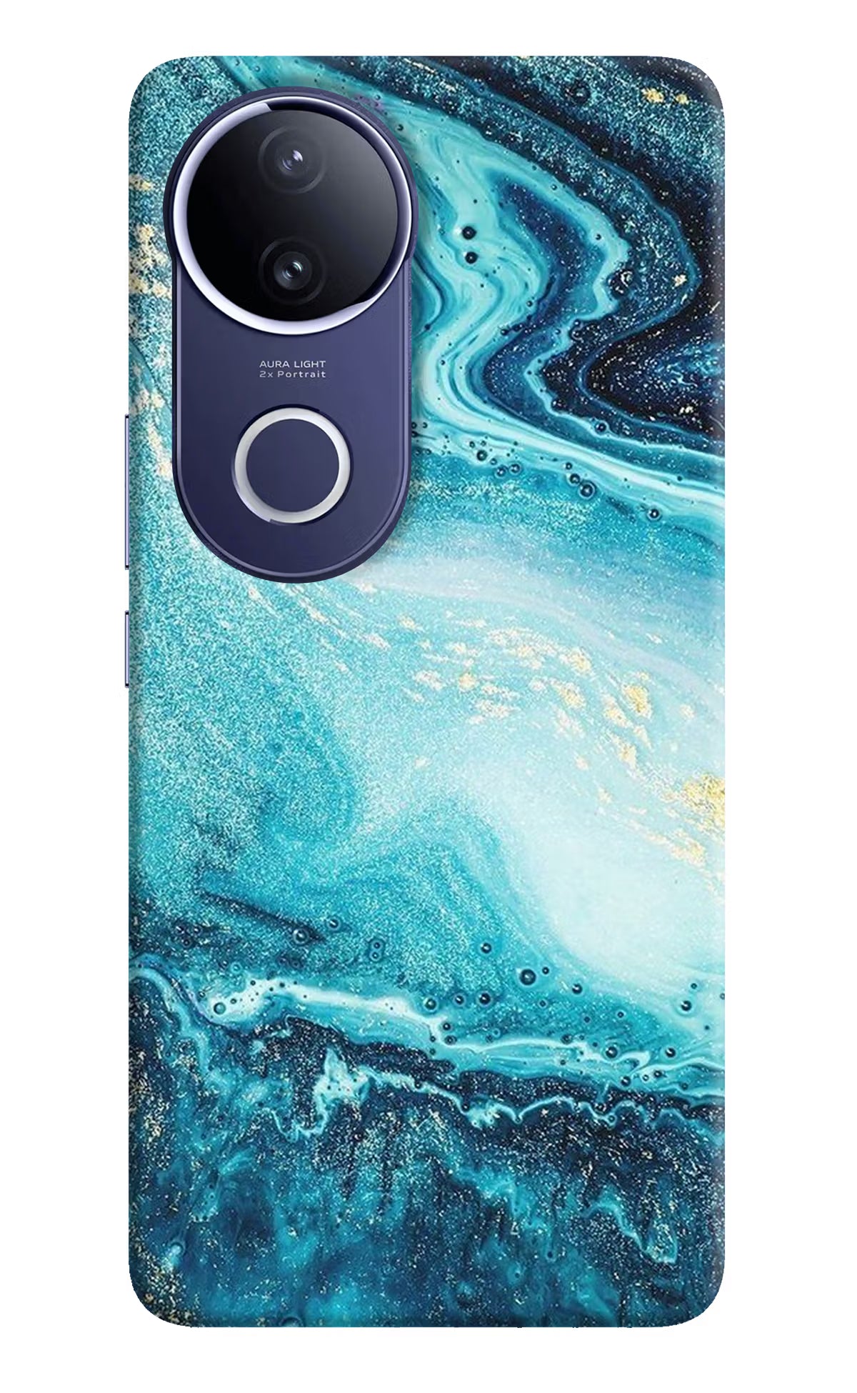 Blue Glitter Marble Vivo V50e 5G Hard Case Back Cover by Casekaro