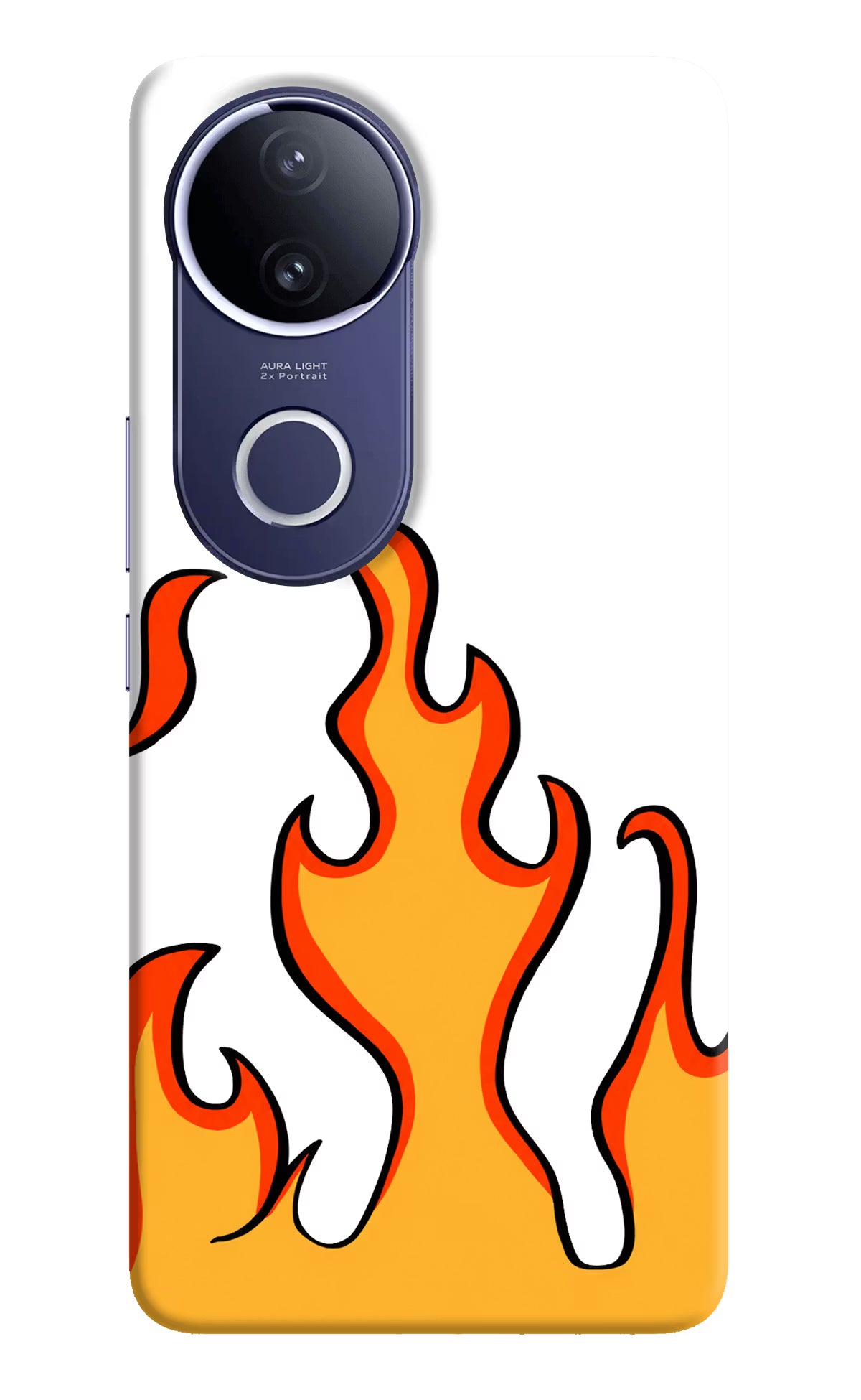 Fired Up – White Vivo V50e 5G Hard Case Back Cover by Casekaro