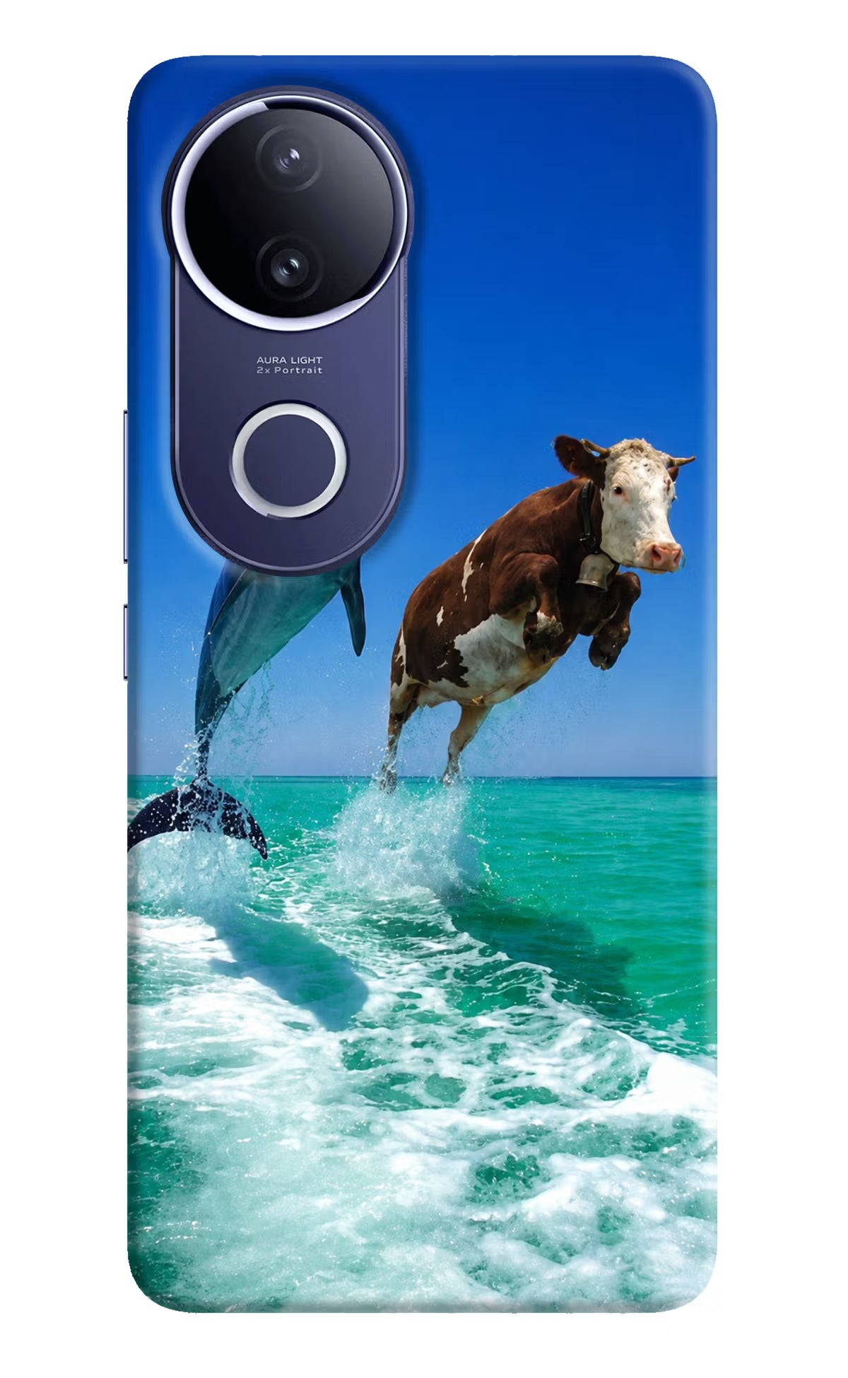 Dolphin vs Cow Vivo V50e 5G Hard Case Back Cover by Casekaro