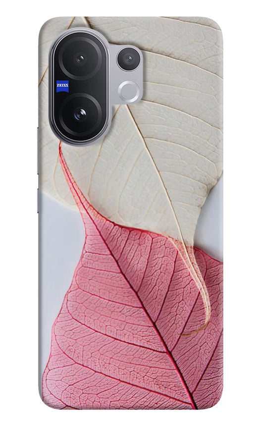 White Pink Leaf Vivo V60 5G Hard Case Back Cover by Casekaro