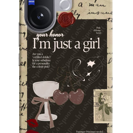 I am just a girl Vivo V60 5G Hard Case Back Cover by Casekaro