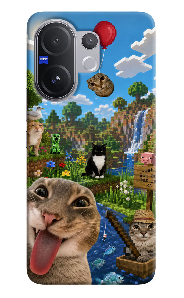 Minecraft Cat Chaos Vivo V60 5G Hard Case Back Cover by Casekaro