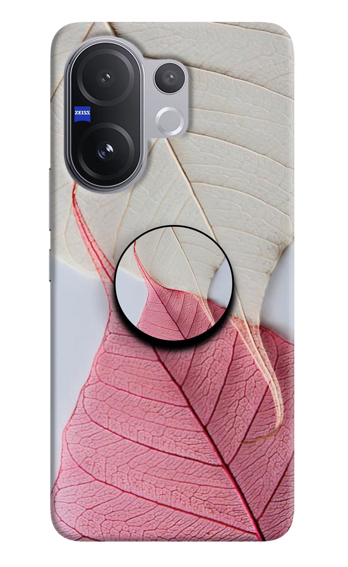 White Pink Leaf Vivo V60 5G Pop Case by Casekaro