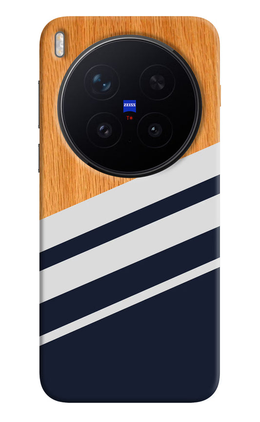 Blue and white wooden Vivo X300 Pro Hard Case Back Cover by Casekaro