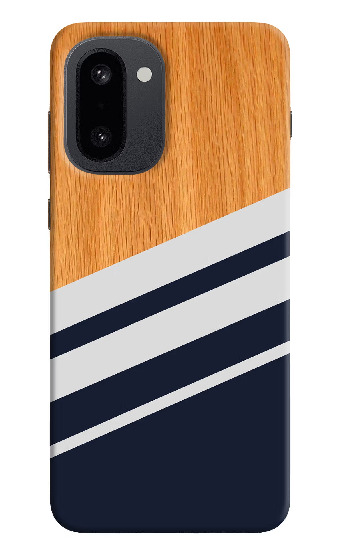 Blue and white wooden OnePlus 15R Hard Case Back Cover by Casekaro