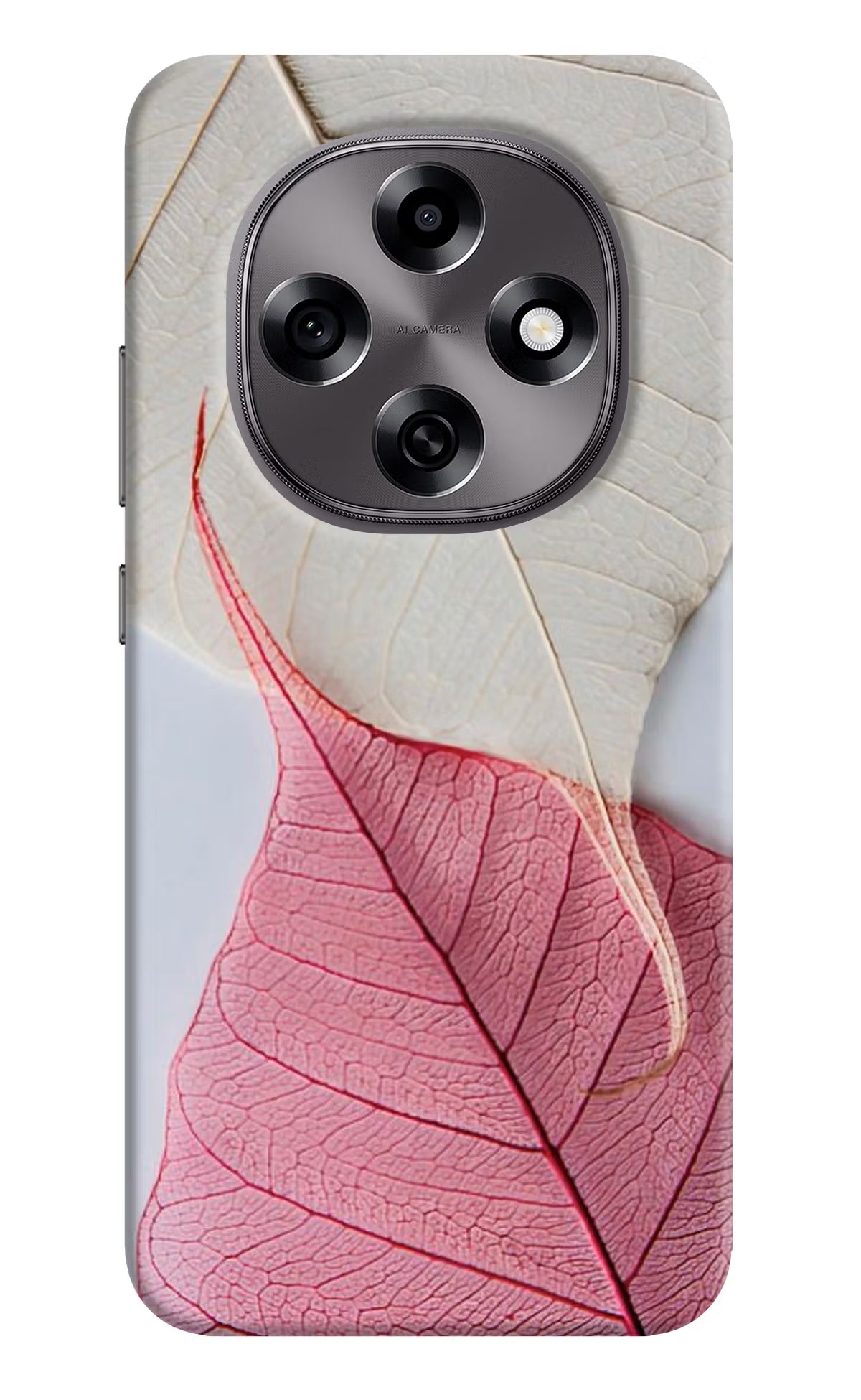 White Pink Leaf Oppo F31 Pro 5G Hard Case Back Cover by Casekaro