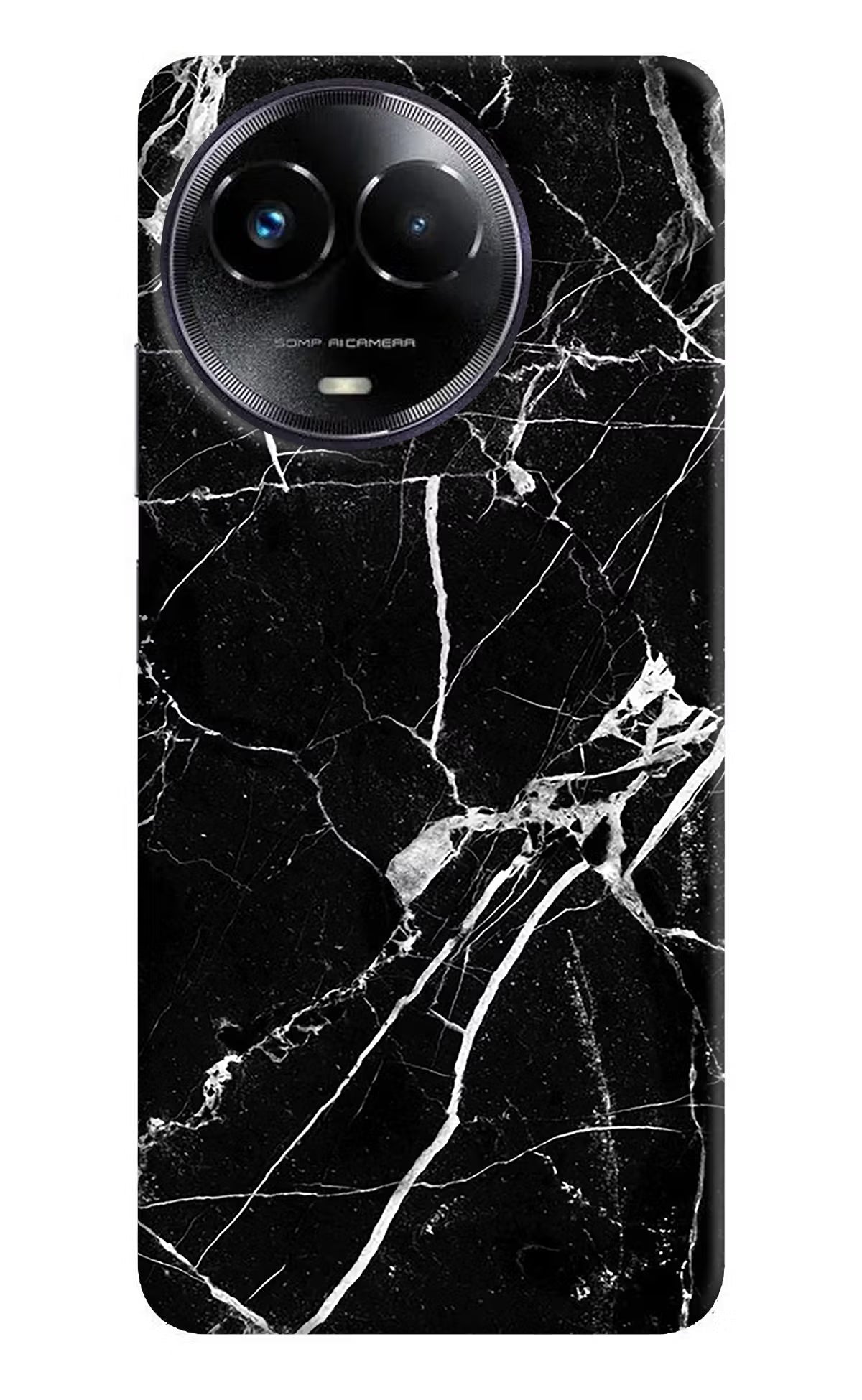 Black Marble Pattern Realme Narzo 60x Hard Case Back Cover by Casekaro