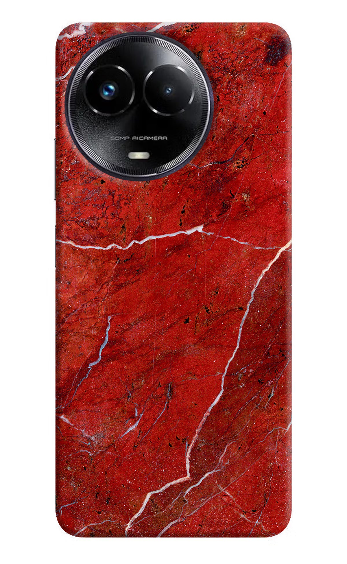 Red Marble Design Realme Narzo 60x Hard Case Back Cover by Casekaro