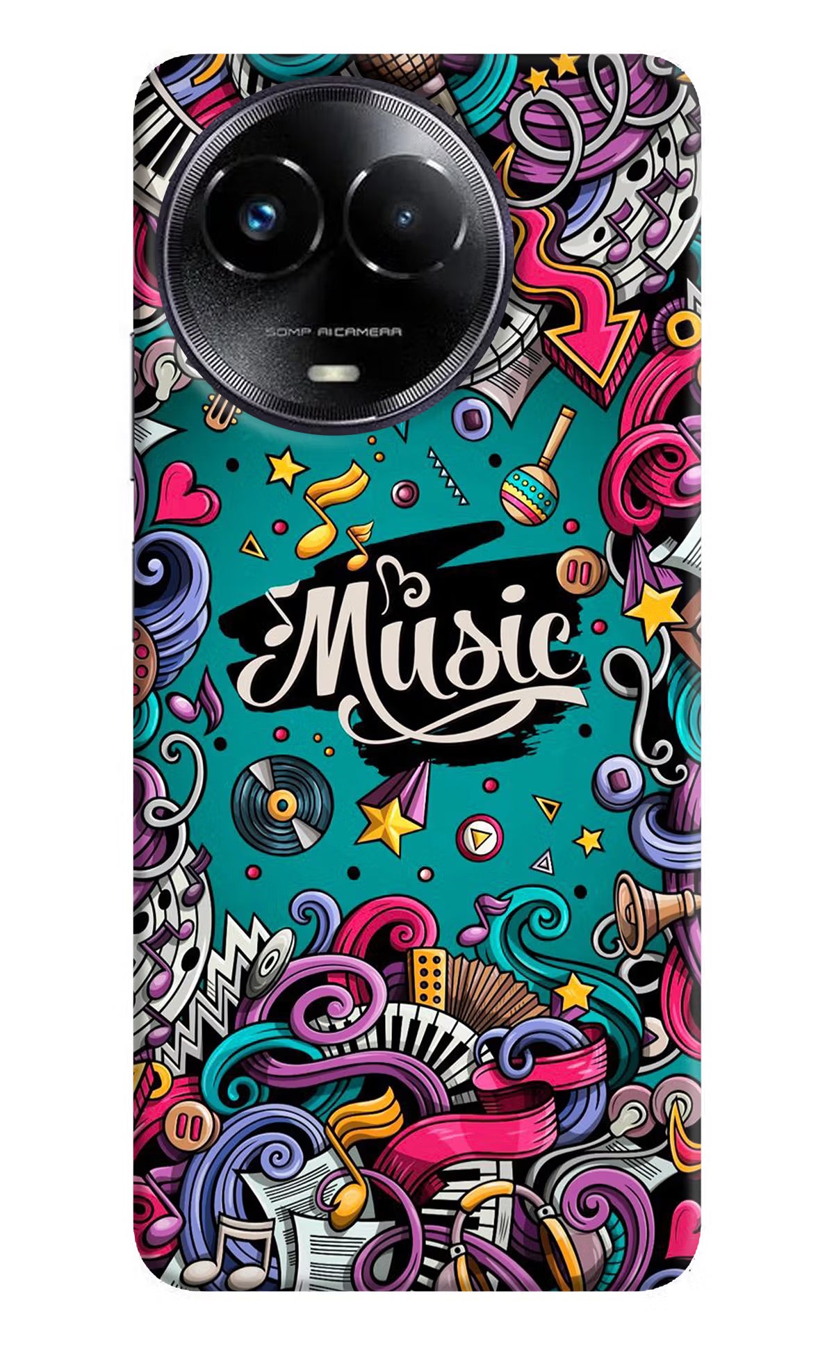 Music Graffiti Realme Narzo 60x Hard Case Back Cover by Casekaro