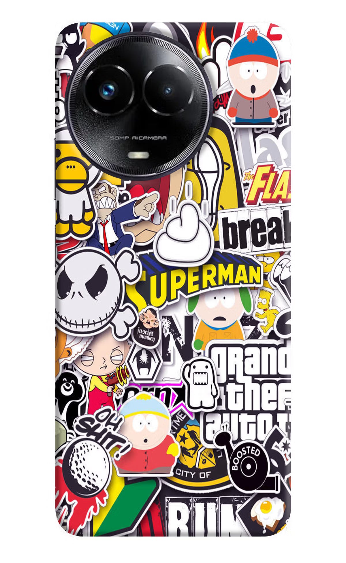 Sticker Bomb Realme Narzo 60x Hard Case Back Cover by Casekaro