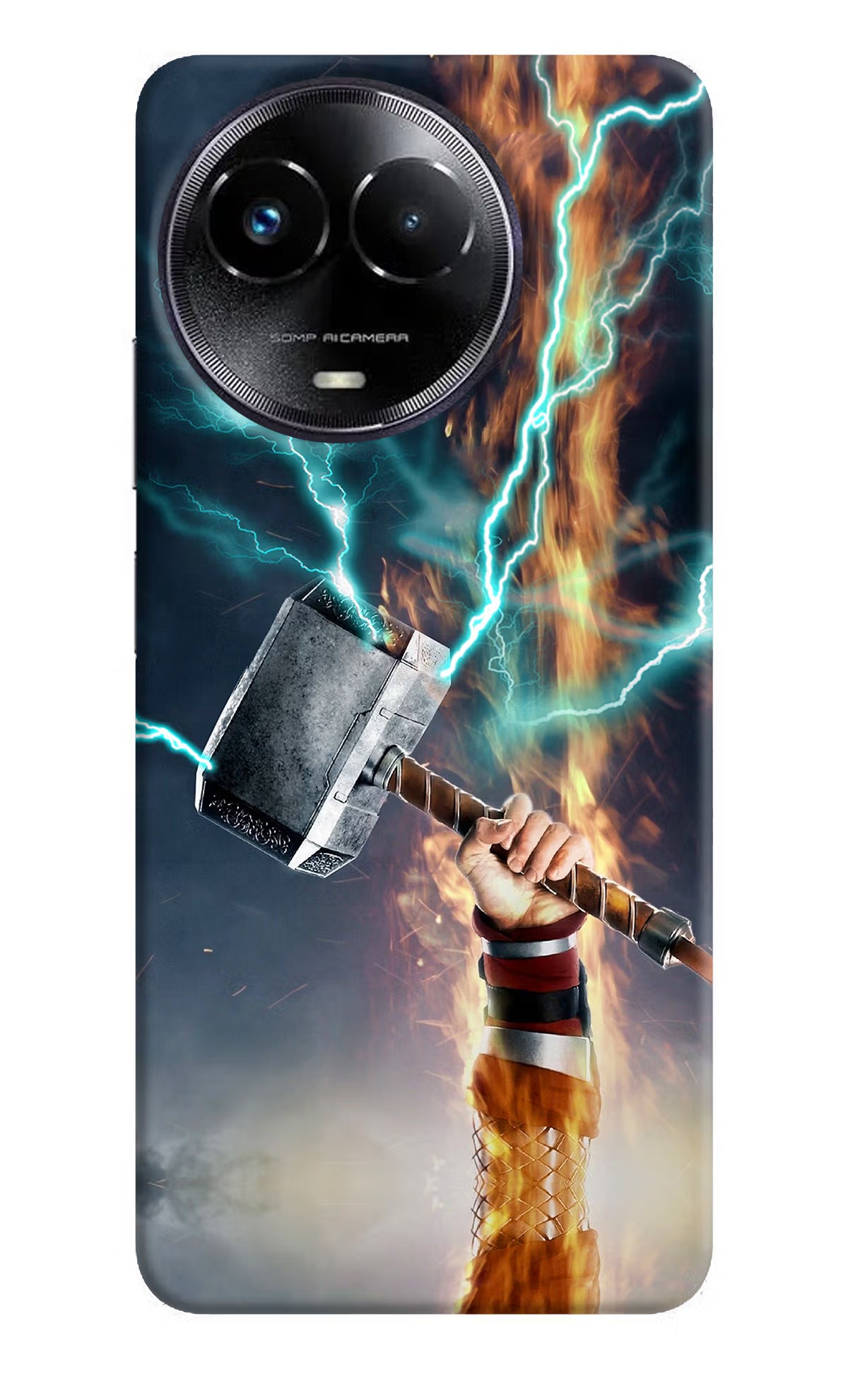 Thor Hammer Mjolnir Realme Narzo 60x Hard Case Back Cover by Casekaro