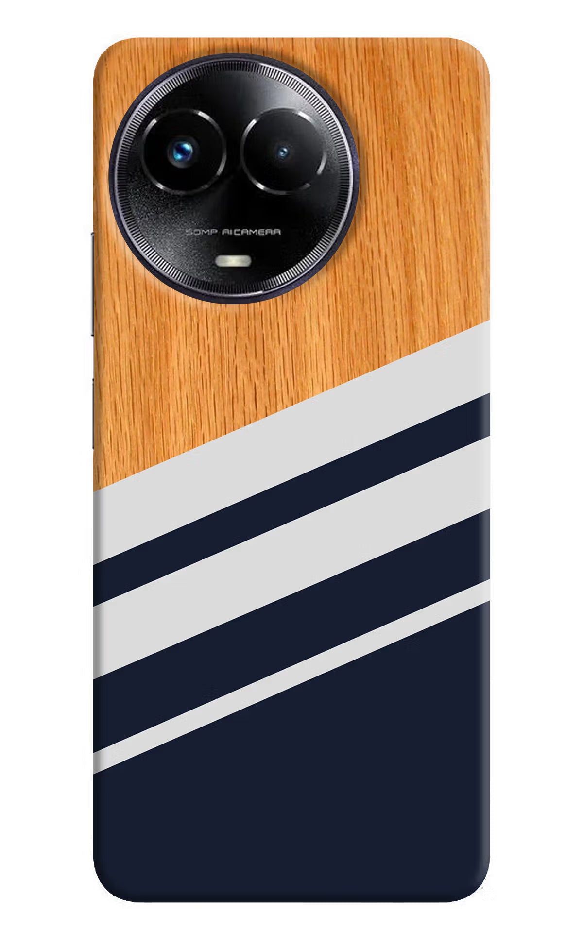 Blue and white wooden Realme Narzo 60x Hard Case Back Cover by Casekaro