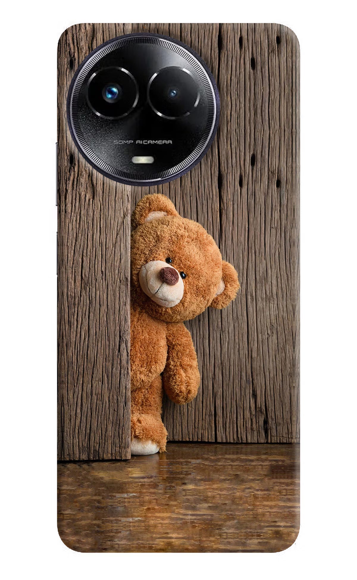 Teddy Wooden Realme Narzo 60x Hard Case Back Cover by Casekaro