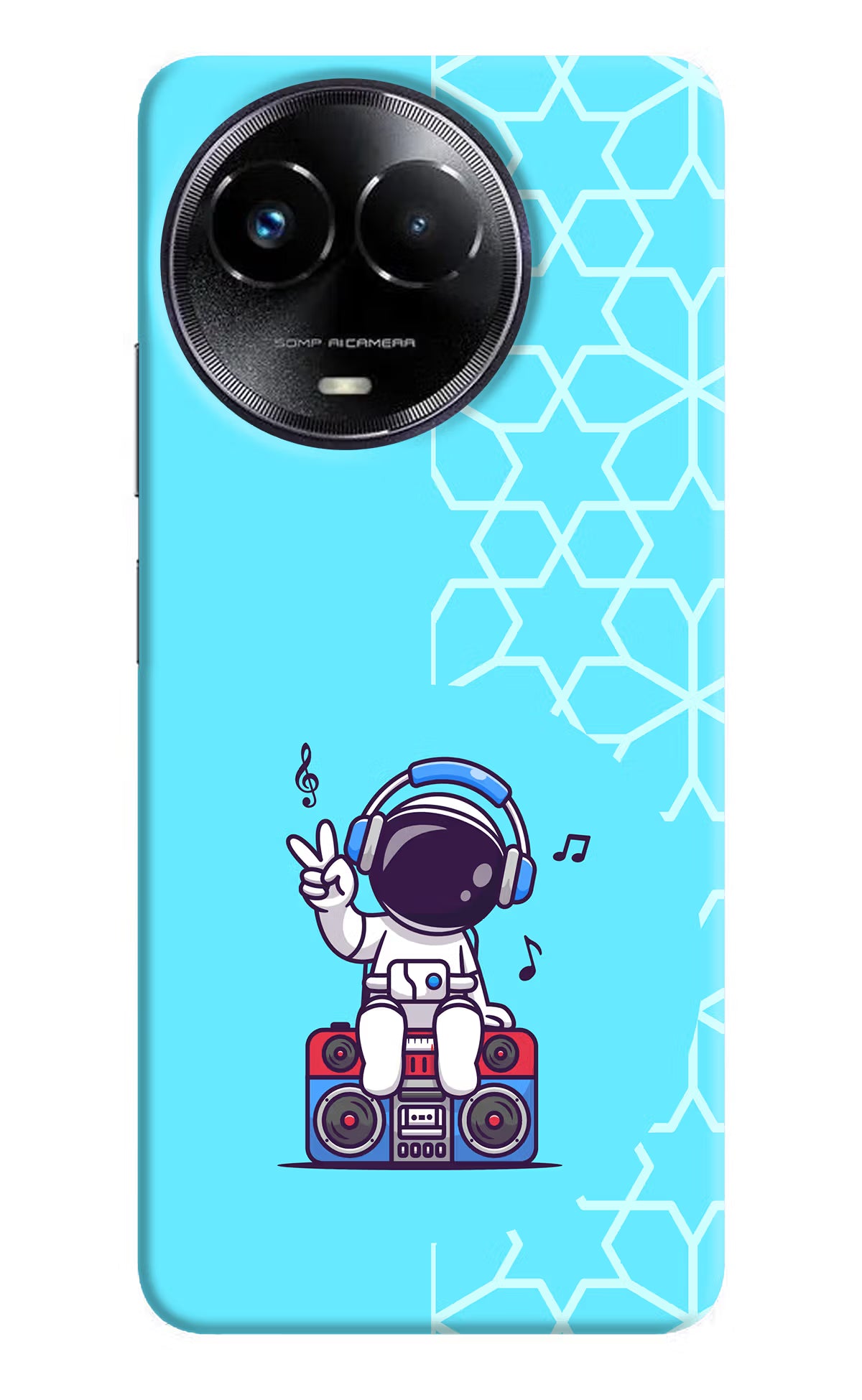 Cute Astronaut Chilling Realme Narzo 60x Hard Case Back Cover by Casekaro