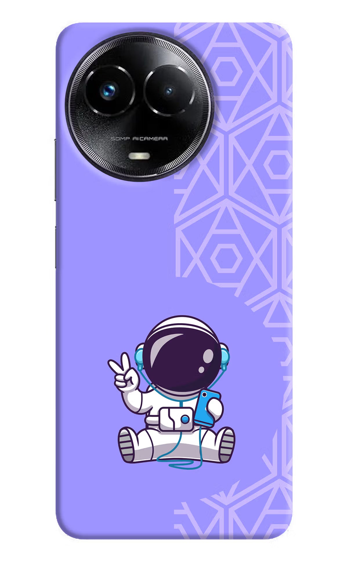Cute Astronaut Chilling Realme Narzo 60x Hard Case Back Cover by Casekaro