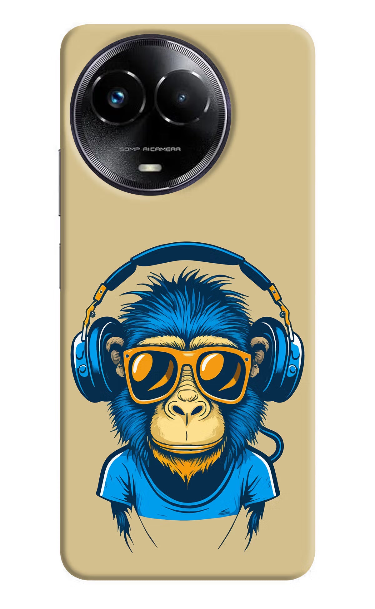 Monkey Headphone Realme Narzo 60x Hard Case Back Cover by Casekaro